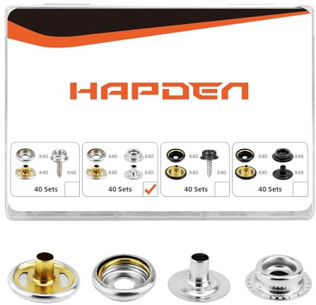 Lot de 160 boutons pression en acier inoxydable de qualité marine - 15 mm - Pour vêtements, cuir, bateau, tissu (standard)