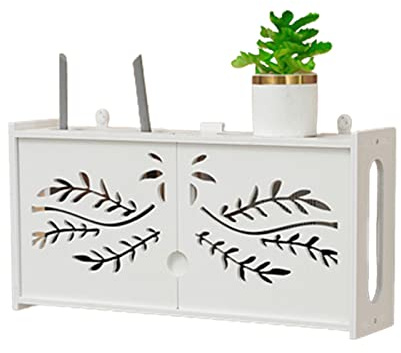 MNBVH Mensola per Router da Parete, Scatola di Immagazzinaggio per WiFi, Cavi, Prese ECC, Scaffale Router WiFi da Parete Scatola per Nascondi Vari Cavi TV, Decoder, ECC (Color:C)