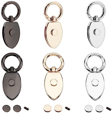 WADORN 6 Sets Metall Geldbörsen Verbindungsschnallen, 3 Farben Taschen Aufhängeverschluss Blattform Handtasche Kettenglied Lanyard Haken Schultergurt Hängeschnallen Mit O Ring, Ring: 2.55 cm