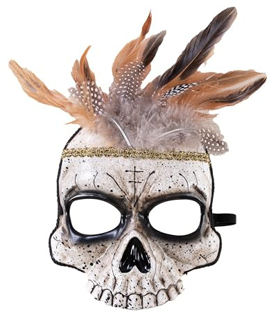 P'TIT CLOWN - 22188 - Demi Masque Vaudou Adulte - Masque Squelette - Accessoire Déguisement Halloween, Carnaval, Cosplay, Fête Costumée, Soirée Déguisée