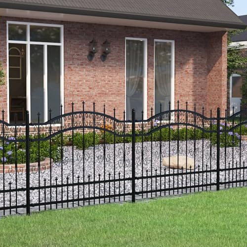 Homgoday Gartenzaun mit Speerspitzen Schwarz 140 cm Stahl Model151085