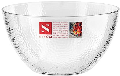 HOMESHOPA Serving Bowls, 1 Pack 60 oz Clear Plastic Mixing Bowls, Reusable Lightweight Durable Popcorn Salad Bowls, Round Multi-Use Kitchen Cooking Bowl Set for Party, Picnic, Outdoor Dining