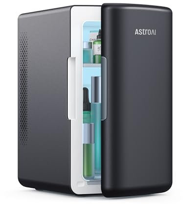 AstroAI Mini Fridge 6 Litre / 8 Can | Cooler and Warmer | AC/DC | Small Fridge for Bedrooms, Car, Drinks, Beauty, Skincare, Travel (Deep Black)