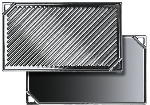 Denmay Gusseisen Grillplatte 42 X 24CM, Antihaft Reversible Griddle für Gasgrill, Gusseisen Griddle Platte für Gas Herd, Backofen, Outdoor Grill oder Lagerfeuer, 1 Stück