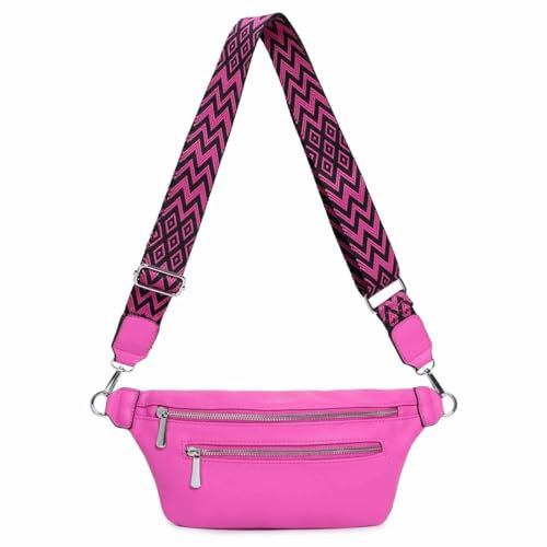 OBC Damen Brusttasche Tasche Crossbody Gürteltasche Umhängetasche Hüfttasche Cross-Over Bodybag Pink