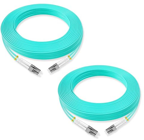 Lebrudos Cavo patch in fibra ottica multimodale LC UPC a LC UPC Duplex, cavo in fibra OM3 50/125μm, 850nm/1300nm LSZH, 3,0 mm, 2 pezzi da 15 metri