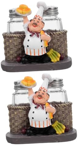 TOPBATHY 2 Pz Ampolla Dello Chef Dispenser Per Condimenti Da Cucina Bottiglie Di Spezie A Prova Di Perdite Contenitore Per Spezie Statua Dello Chef Saliera E Pepiera Da Cucina Saliera E