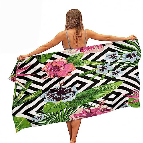 Treer Mikrofaser Handtuch, 3D Tropisch Strandtuch, Schnelltrocknendes Handtuch, Reisehandtuch Leicht, Microfaser Badetuch Groß, Microfaser Handtücher (150x180cm,Muster)