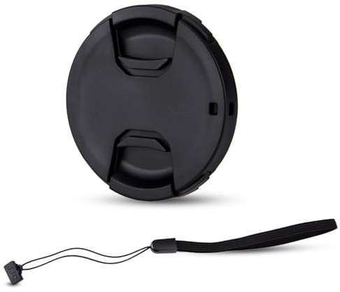 JJC 49mm Front Lens Cap Cover + Elastic Anti-Loss Cap Keeper Leash for Canon EOS R100 R50 R10 with RF-S 18-45mm Kit Lens,for M50 M6 Mark II M200 with EF-M 15-45mm Kit Lens & More 49mm Thread Lenses