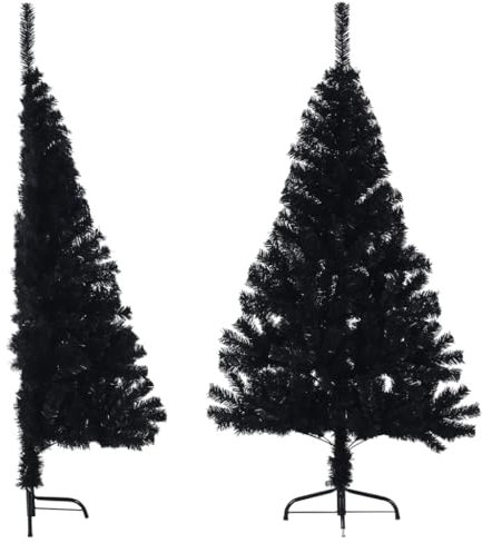 FUDUGEHMIOFWFJJ künstlicher Halb-Weihnachtsbaum mit Ständer Schwarz 150 cm PVC Geeignet für Patio, Schlafzimmer, Wohnzimmer, Weihnachten