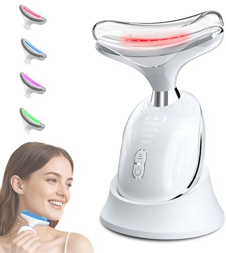 Yeerain Gesichtsmassagegerät Gegen Falten, EMS Gesichtsmassage Massagegerät mit 4 Modi, 45℃ Hautstraffung Face Lifting Gerät Beauty Massager für Damen Herren