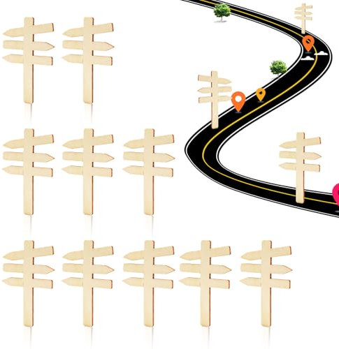 SHENGYIG 10 Pezzi Segnaletica Freccia in Minato - Cartelli in Legno Miniatori Personalizzabili, Disegnabili e Scrivibili - Per Giardino Fatato, Diorami e Scenari -Idee Regalo Fai Da Te per Decorazioni