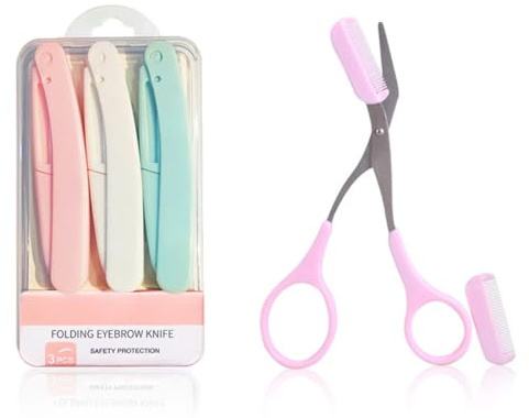 ZEPIQOR 4 Stück Augenbrauenschere, augenbrauenschere, augenbrauen schere, Augenbrauenform-Schere Präzisions-Augenbrauentrimmer-Schere Augenbrauen Trimmer Schere Trimmschere für Männer Frauen