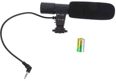 UKCOCO DSLR Kamera Mikrofon für Fotografie und Interviews Tragbares Externes Aufnahme Mikrofon mit 3,5mm Anschluss Schwarzes ABC Material Einfache Bedienung