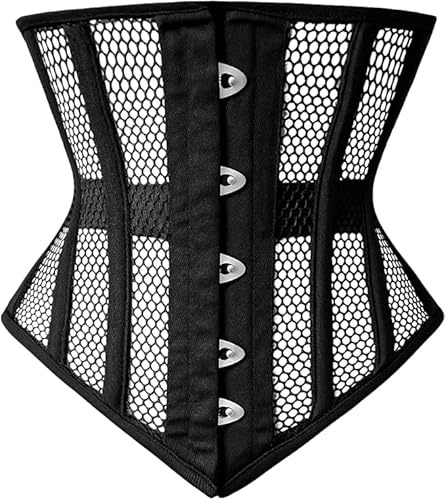 Women’s Steel Boned Underbust Corset – Breathable Underboob Mesh Waist Trainer & Tummy Control Shapewear – Waist Cincher with Lace-Up Back, Posture & Back Support for Slimming, Fitness Cosplay