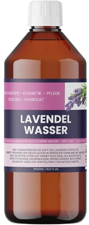 Ekologiskt lavendelvatten 500 ml – 100 % ren lavendelhydrolat för hud, hår och aromaterapi – Lavendula angustifolia Flower Water – certifierad – Nakobe