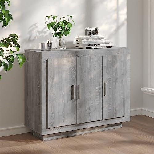 MOBCANT Sideboard, Barschrank Buffetschrank Apothekerschrank Vitrinenschrank Geeignet für Korridor Foyer Wohnbereich Schlafzimmer Grau Sonoma 92x35x75 cm Holzwerkstoff