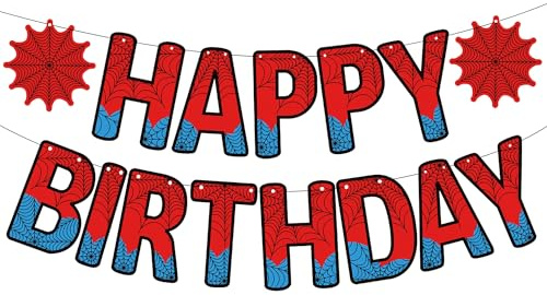 Spider Happy Birthday Decorations, Birthday Baby Banners, Kid-Friendly Party Supplies