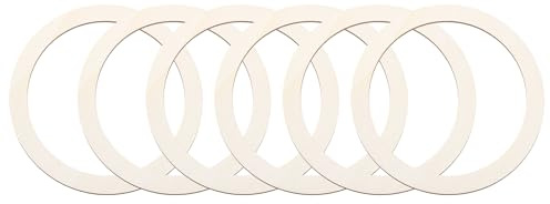 QUARKZMAN 6,1 pouces Anneaux en bois non finis Anneau en bois naturel Forme ronde plate Ornements Tranches de bois pour cadres, projets d'artisanat DIY, décoration intérieure, 6 pièces