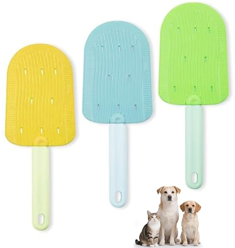 3 - Piece Cat Tongue Comb Set - Ideal for Long - Haired Cats, Comfort - Grip, Remove Hairballs & Shedding,Shedding Cat Brush for Long Haired Cats,Grooming Tongue Brush