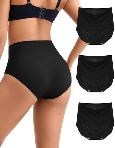 INNERSY Underbyxor dam, sömlösa hög midja, polyamid, sömlösa trosor, osynliga underkläder, 3-pack, L