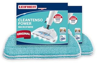 Leifheit Ersatzpads für CleanTenso Power, 4er Set | 100 % Mikrofaser, Klettbefestigung, bei 60 Grad waschbar, für Dampfreiniger, starke Schmutzaufnahme auf allen Böden