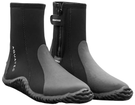 FORZA Botas de neopreno de 5 mm para deportes acuáticos para surf, remo y natación, suela antideslizante, protección reforzada para puntera y talón, botas térmicas unisex, Black, 46 EU