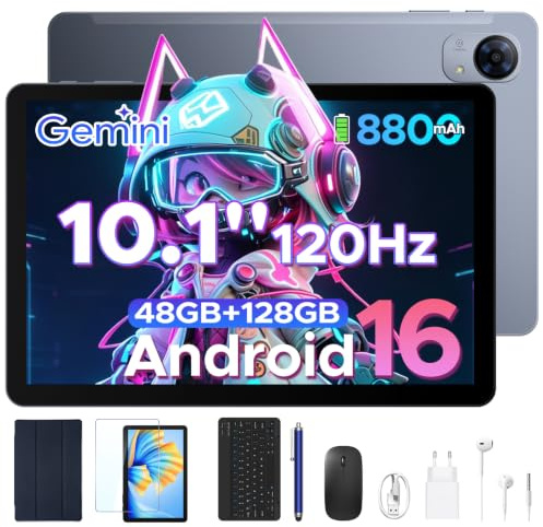Easerush P10PRO Tablet 10 Pollici 120Hz-Tablet con Tastiera e Penna, Grigio | 48GB+128GB/2TB Tablet Android 16 & T7250 Octa-Core, 8800mAh, Gemini AI & Widevine L1, 13MP+5MP, Cuffie 3.5mm