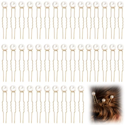 40 Épingles Cheveux Perle Blanche - Mariage U 7.5cm Durdiiy