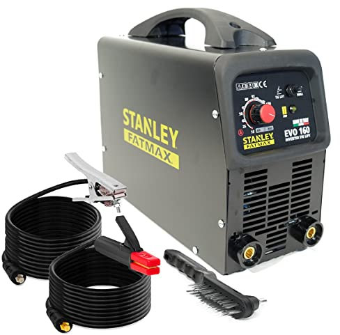 STANLEY FATMAX EVO 160 Poste à Souder Inverter MMA/TIG LIFT Professionnel 160A (60%), Électrodes Ø 1.6-4 mm, Facteur de Marche Élevé, ANTI-STICK/HOT START, Acier/Inox/Fonte, Compact et Robuste.