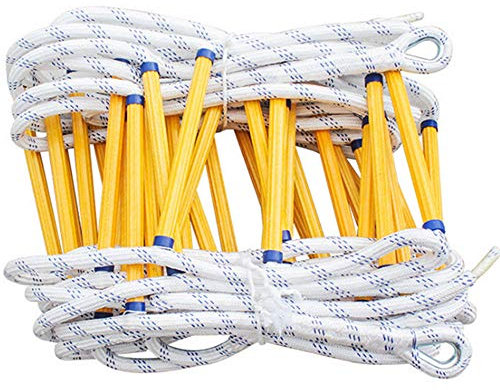 U Yoo Échelles de Secours 15M avec Mousquetons-Échelle de Corde d'évacuation d'urgence Extérieure-Charge Max 200KG- Échelles de Corde pour Incendie,Évacuation de Fenêtre, Balcon, Escalade