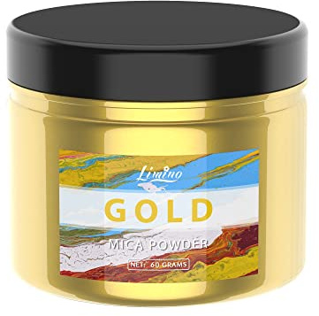 Colorante in Resina Epossidica Metallizzata - 60g Polvere di Mica Naturale, Pigmento in Resina Epossidica per Epoxy Resin Art, Produzione di Sapone - Colorante di Slime per Nail Art,Pittura (Oro)
