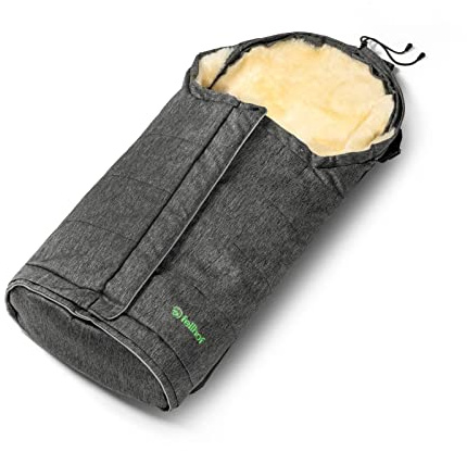 Fellhof Saco de piel de cordero Sölden, tamaño ajustable, 40/45 x 82/94 cm (gris jaspeado)