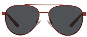POLO RALPH LAUREN Lunettes de soleil Pilot Pp9001 pour enfants, Rouge brillant/gris foncé, 51 mm
