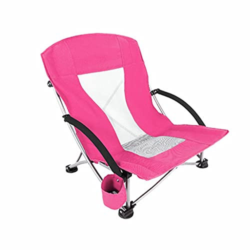 ZZTWER Tragbarer Outdoor-Campingstuhl Outdoor-Klappstühle, tragbarer hochrücker Folding-Recliner-Angelstuhl, ergonomisches Design Niedriger Fuß Strandstuhl Klappstühle Taschenstuhl (Color : Pink)