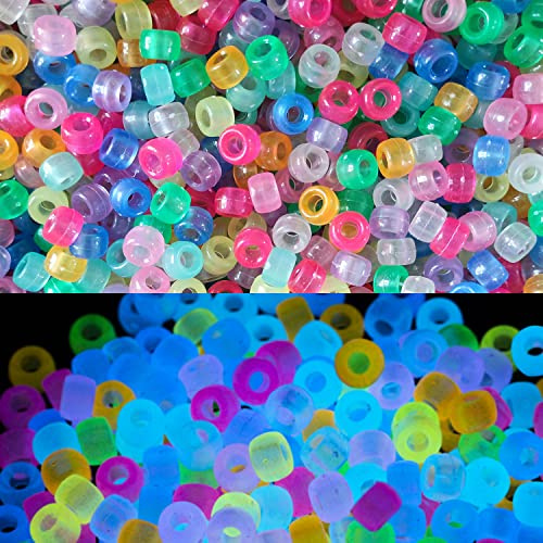 Gxadwzy 500 Stück Pony Beads 6x9mm Leuchtend, Bastelperlen Bunte Perlen Zum Auffädeln,Fädelperlen für Armbänder Basteln-9 Farben