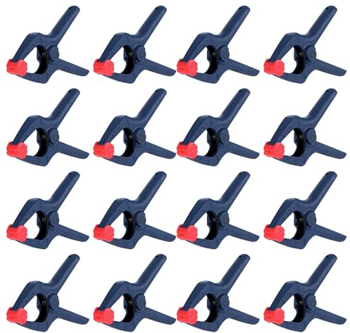 WORKPRO Spring Clamp Set, 16-Piece 3-3/8 Nylon Spring Clamp with Adjustable Jaw Pads and High-strength Spring for Woodworking, Photography Backdrops and DIY Projects