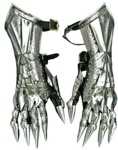 Mittelalterliche italienische gotische Stulpen Silber Rüstung Stulpen Tragbare Kostüm Handschuhe Metall Handhandschuhe Nachstellung Handschuhe SCA LARP Rüstung Stulpenhandschuhe Halloween