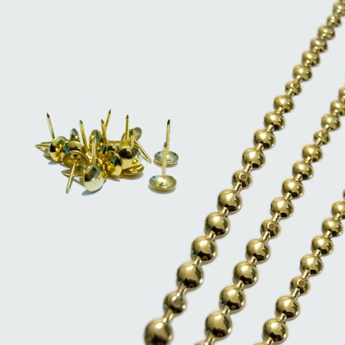 H-BOLT - 5 & 10 Meter Universal Decorative Nail Strips for Upholstery and Furniture - Includes Loose Upholstery Tacks for Easy Installation (9.5mm Gold, 10 Meters)