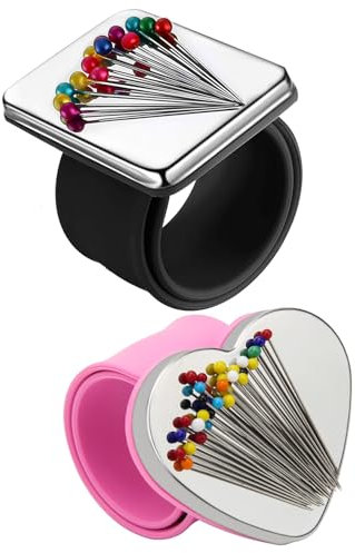 QHFlashbuy Magnet Nadelkissen Armband 2 Stück Armnadelkissen Magnetisch Magnetischer Pin-Halter Magnetisches Silikon Handgelenkband für Friseur DIY Handwerk Nähnadeln Kissen