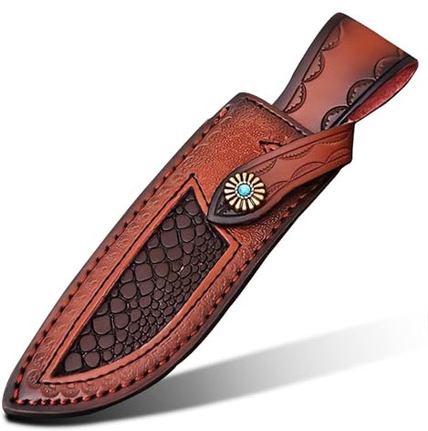 Leder Messerscheiden für Gürtel, Kompaktes Draw Messerholster Dunkelbraun. Messerhülle für Gürtelmesser und Jagdmesser,Premium Holster Messerscheide für die Jagd