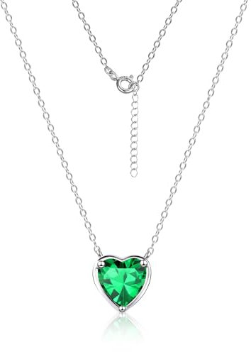 ALEXCRAFT Collanina Argento 925 Donna Punto Luce Collana con Cuore Verde Collana Cuoricini Argento Portafortuna Estiva