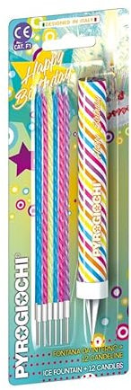 Birthday Cake Topper Ice Fountain with 12 Long Candles