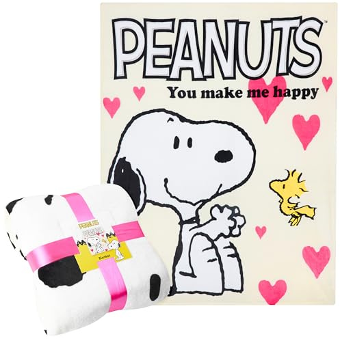 Peanuts Snoopy Fleece Bed Blanket Super Soft Cosy Bed Throw Bedroom Decor Plush Throw Comforter 150 x 130cm Bedroom Travel Sleepovers Gifts for Her
