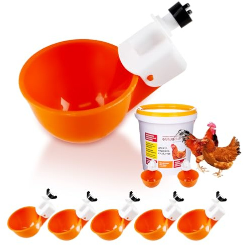 SicoVision Vattendispenser, 6-pack kycklingdrickare, automatisk, gravitationsmatad, plast, platsbesparande, lätt att rengöra, hållbar, målart: kyckling
