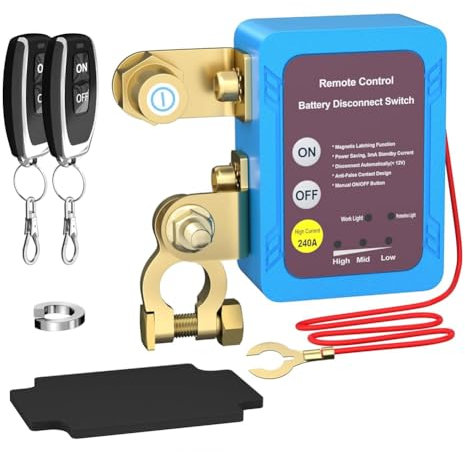 Malloy Interrupteur de Déconnexion de Batterie à Distance 12 V 240 A, Interrupteur de Mise Hors Tension Automatique, Interrupteur de Télécommande de Bateau de Camion de Voiture