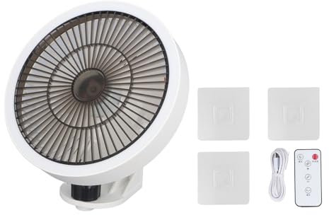 GLOGLOW Kleiner Wandventilator, Wandventilator mit Fernbedienung, 3 Geschwindigkeiten, für Schlafzimmer, Büro, Garage, weiß, mit LED-Nachtlicht, Geeignet für den Nachtgebrauch