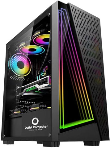 Computer Fisso da Gaming, Ryzen 9, RAM 16GB, SSD 480GB, RTX 5050 8GB GDDR6, Windows 11 PRO, WiFi USB, HDMI e VGA, Wireless, per Ufficio, Internet, Scuola