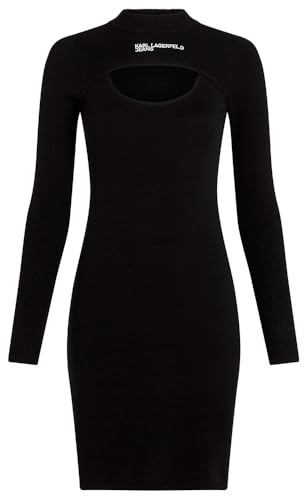 Karl Lagerfeld Jeans Femme Cut Out Knit Dress Black S