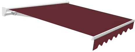 Wasabi Toldo Retráctil Exterior 400x250cm Granate Poliéster – Estructura Semicofre de Aluminio – Lona Protección Solar – Manivela Incluida – Manual Enrollable Terraza Jardín Balcón